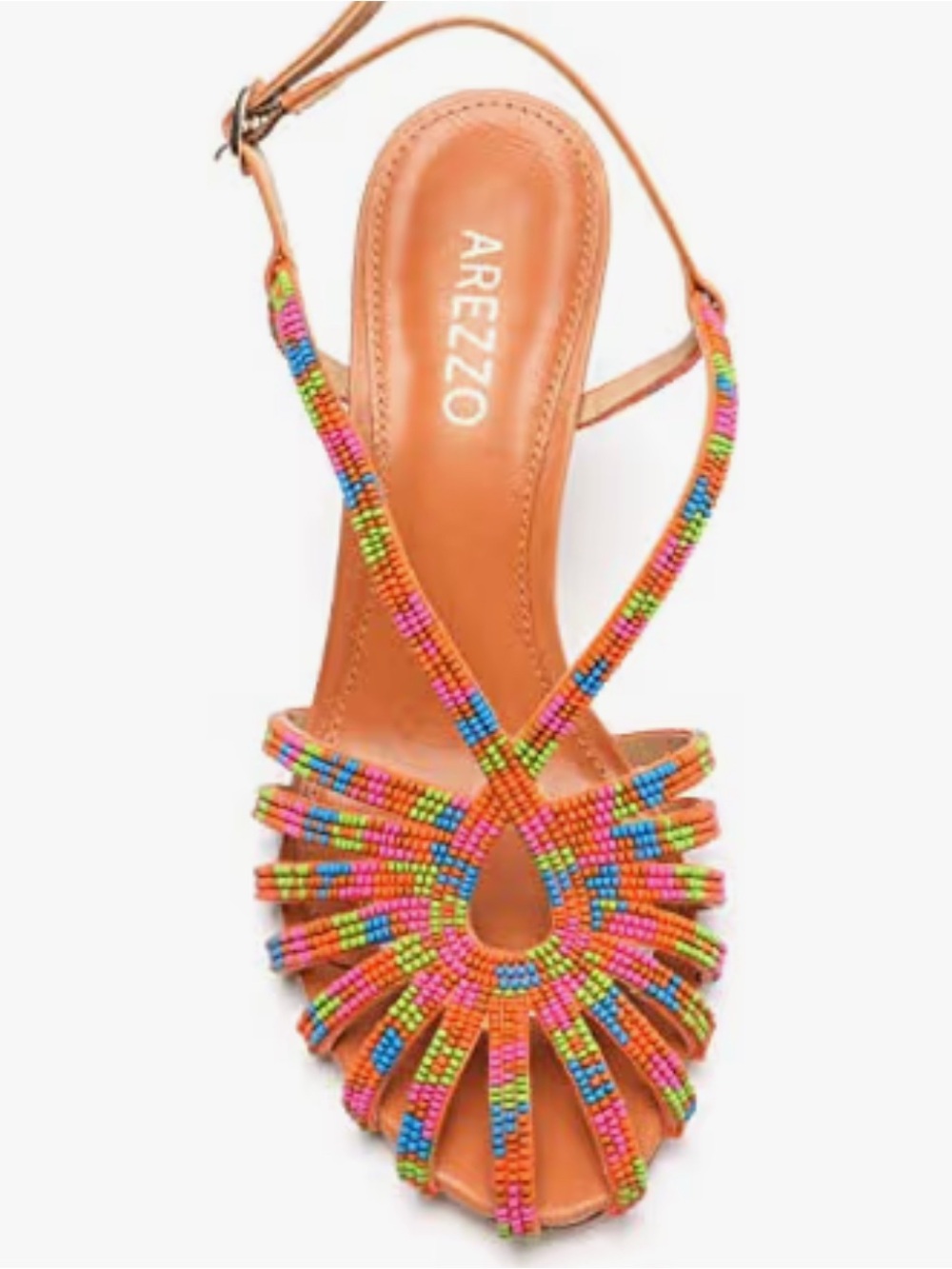 NWT Arezzo Paola Beaded Colored Strappy Chunky Heel Sandal Size 8